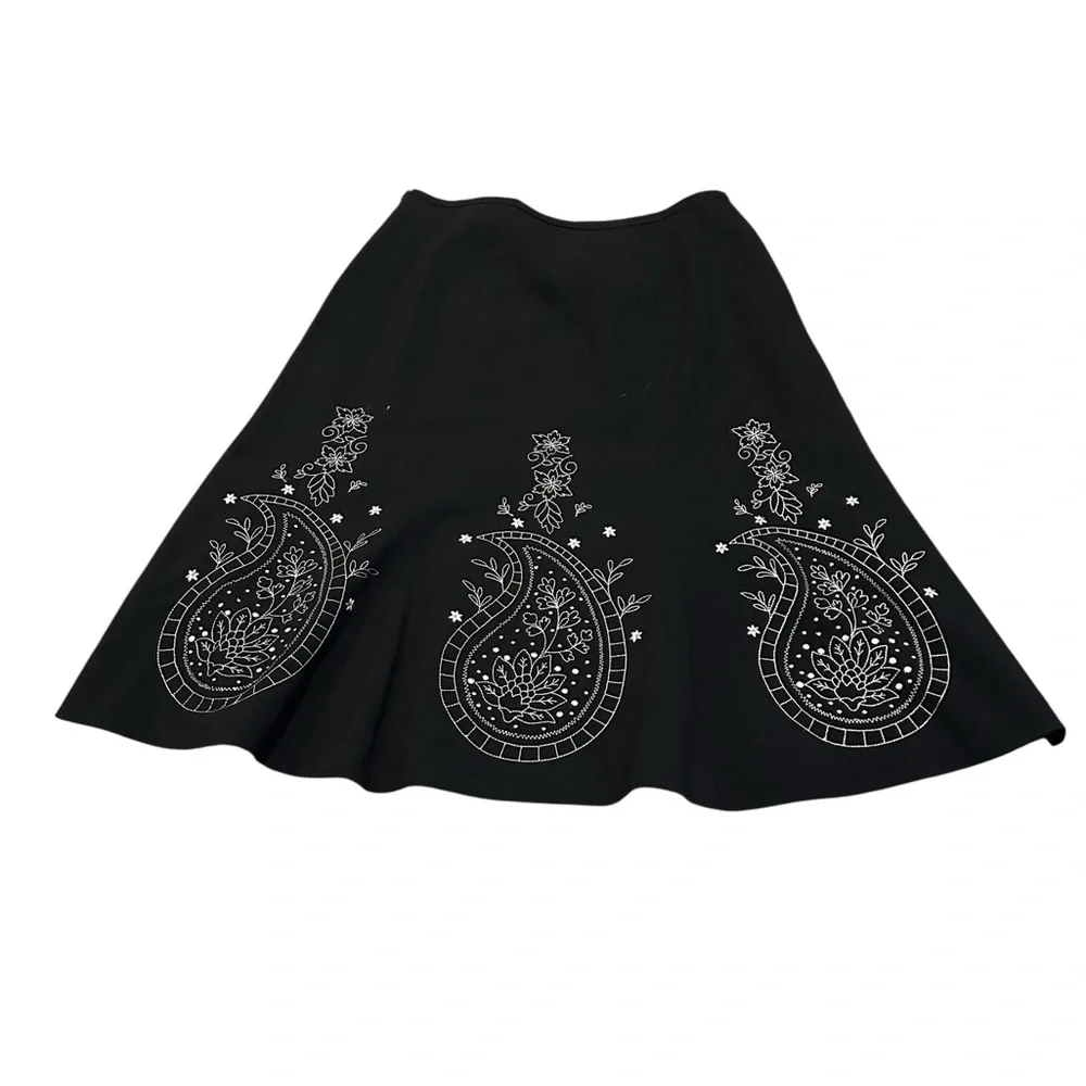 LOFT black embroidered skirt